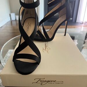 Vince Camuto Black Strappy Stiletto Sandals